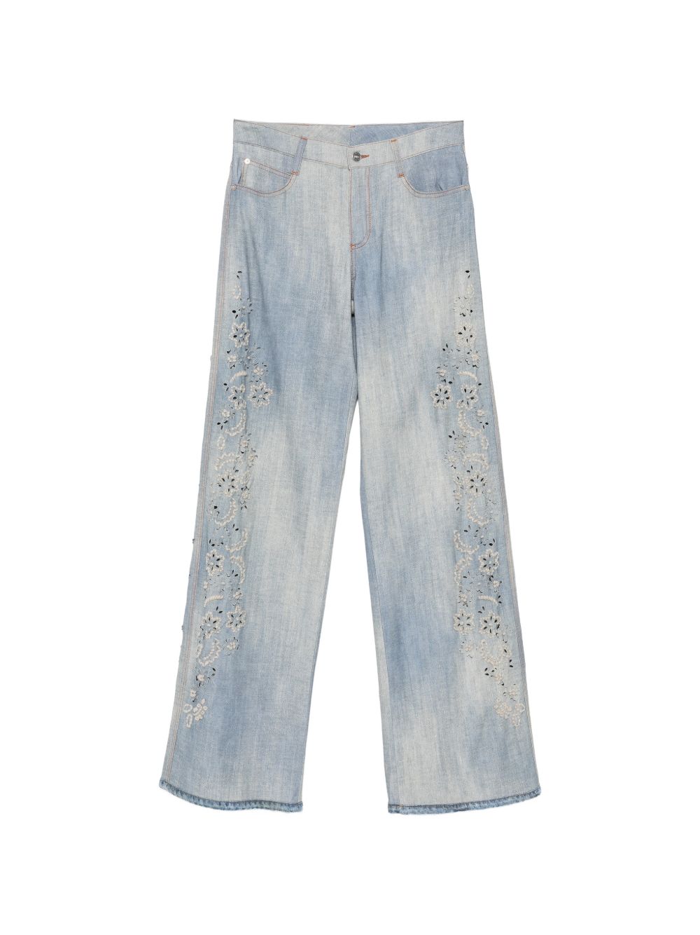 ERMANNO SCERVINO Pantaloni simil-jeans con ricami floreali e tasche