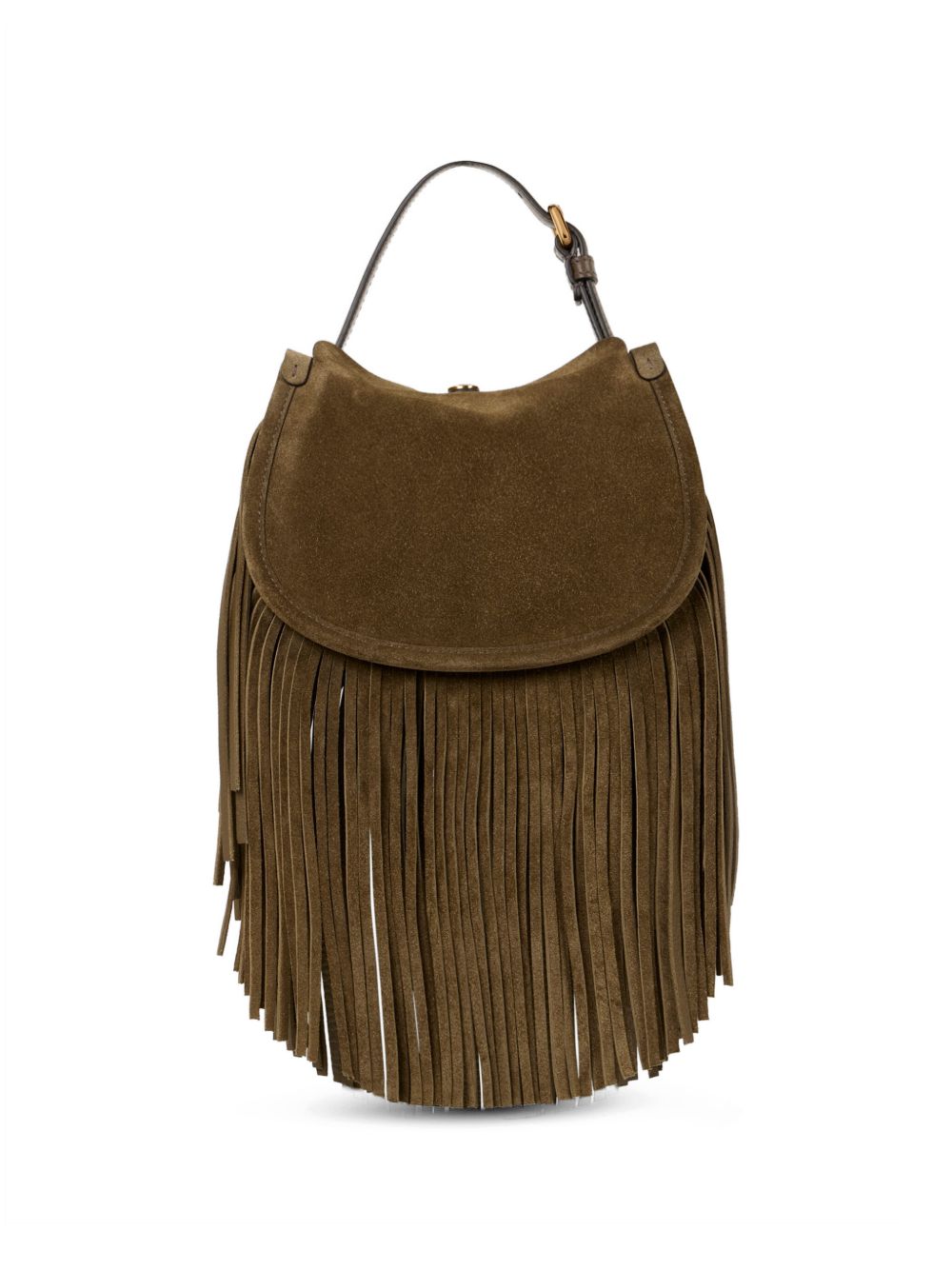 ETRO Borsa a spalla Pony Small verde in suede con frange