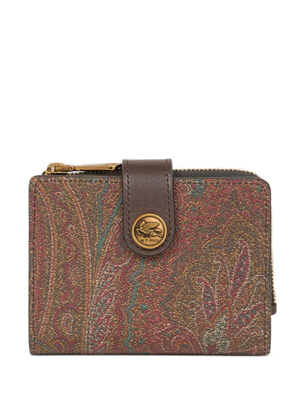 ETRO Portafoglio Paisley marrone con chiusura a bottone