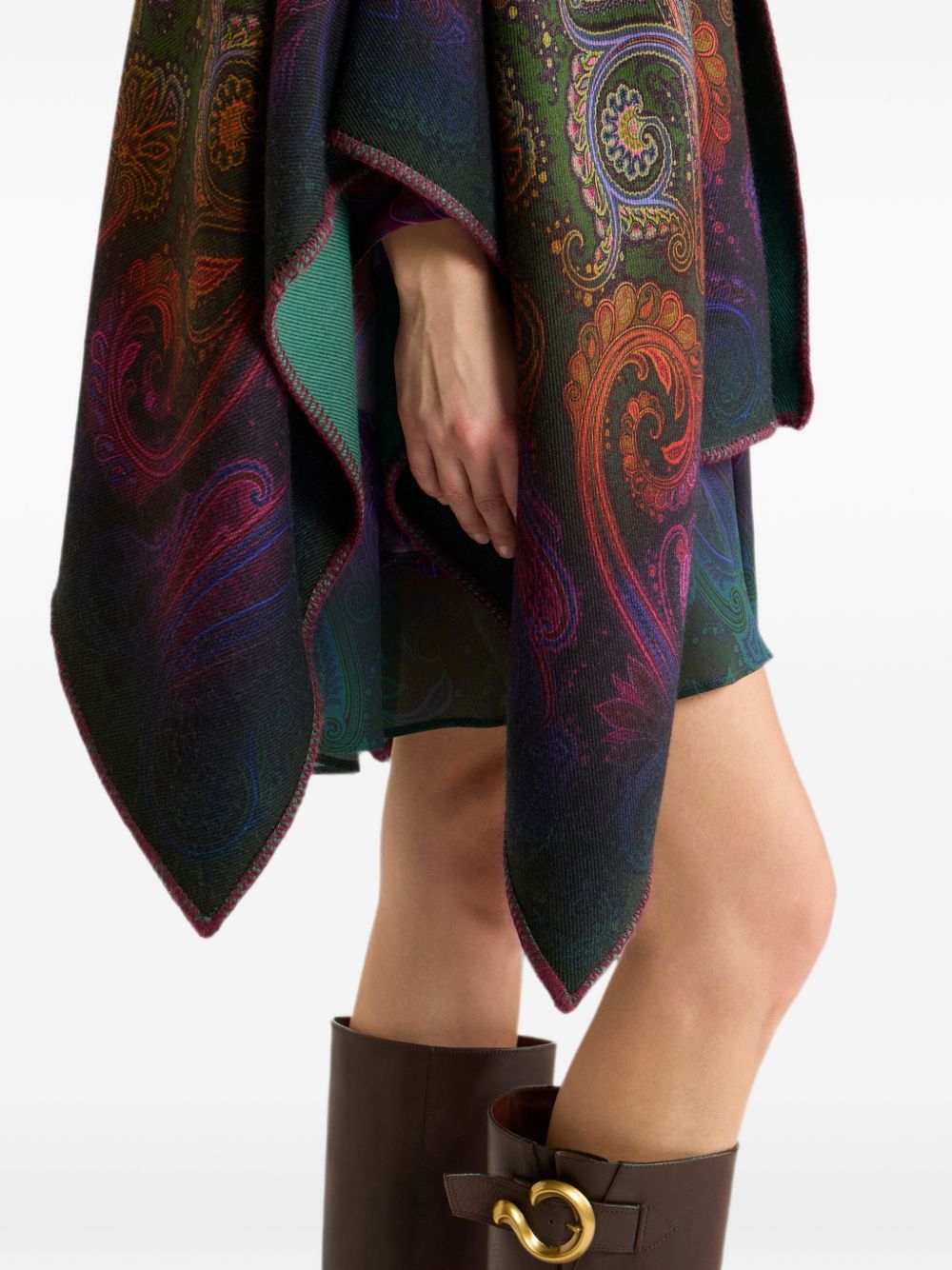 ETRO Mantella reversibile in lana con motivo Paisley multicolore