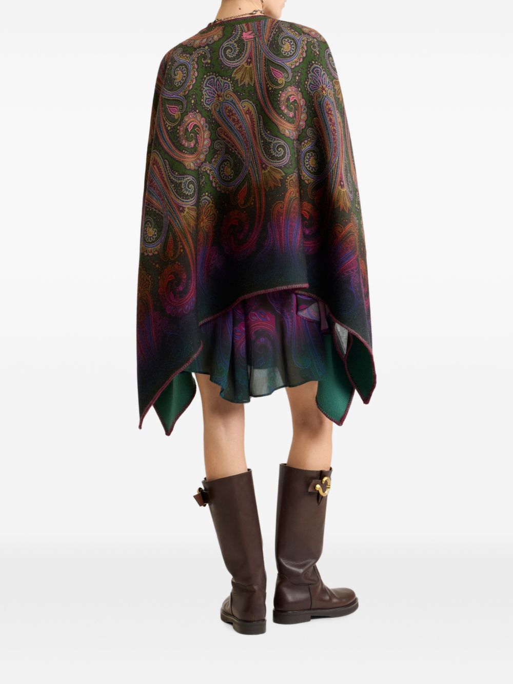 ETRO Mantella reversibile in lana con motivo Paisley multicolore