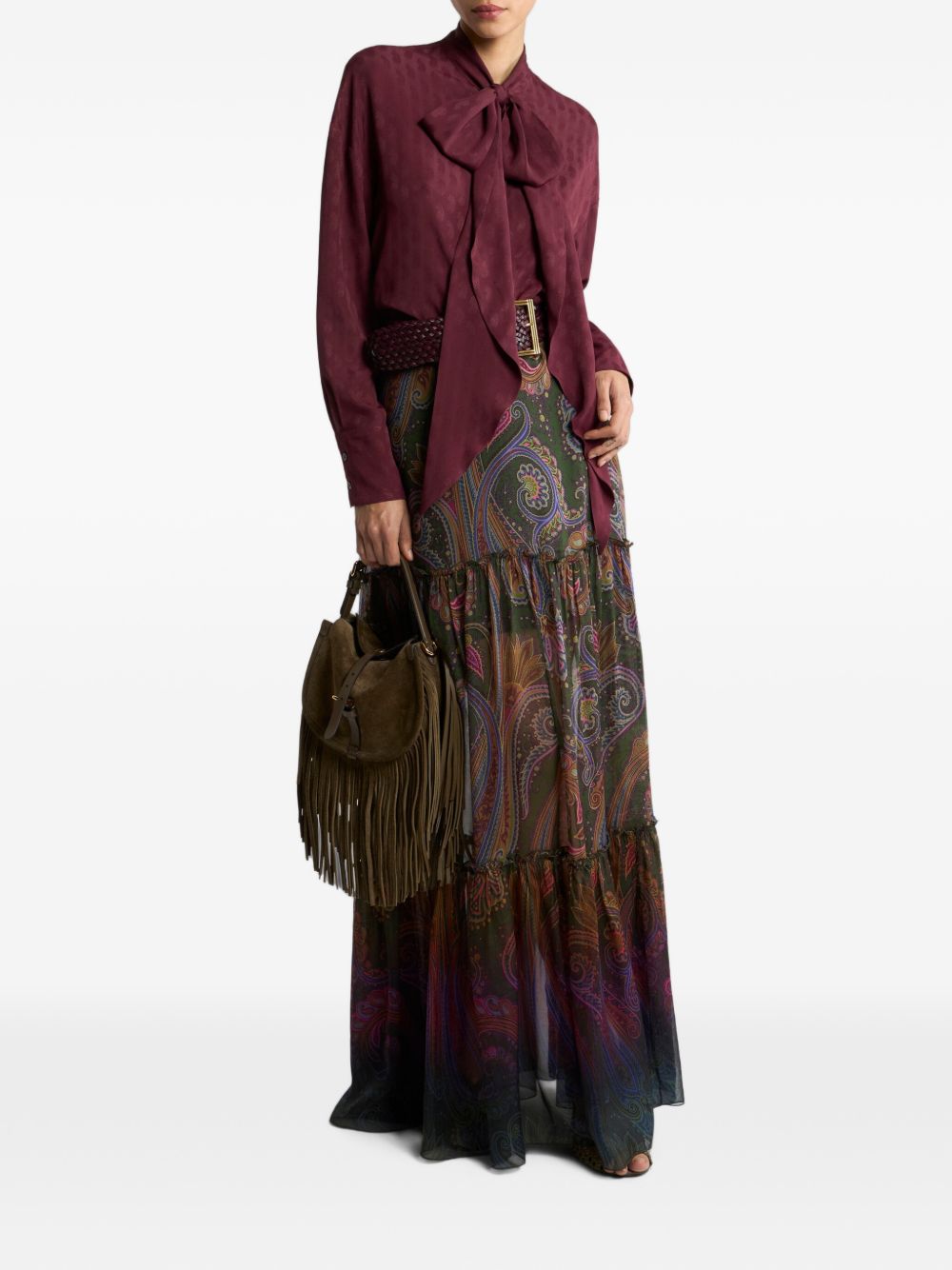 ETRO Gonna midi in pura seta multicolore
