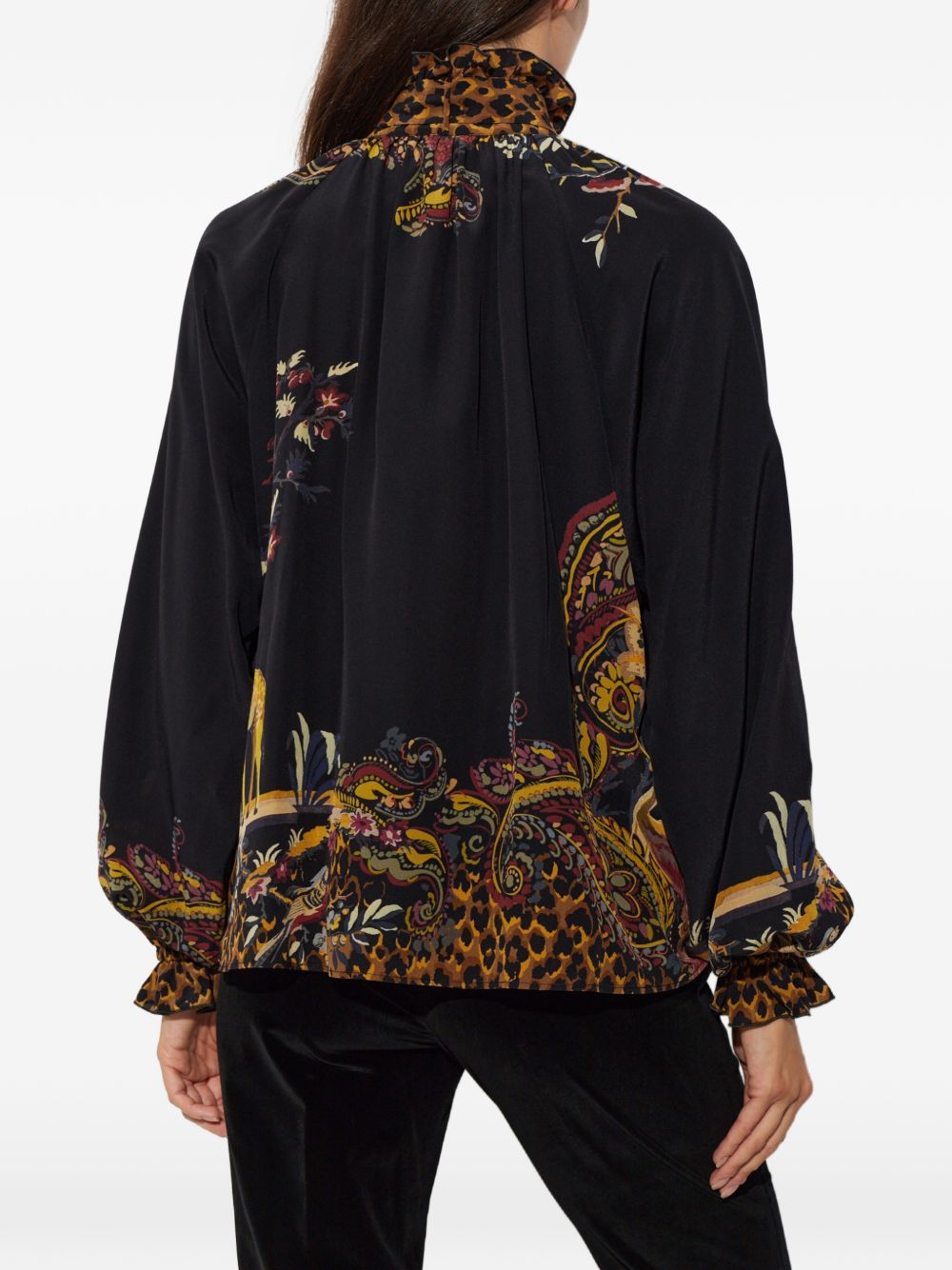 ETRO Camicia in seta con foulard e stampa animalier
