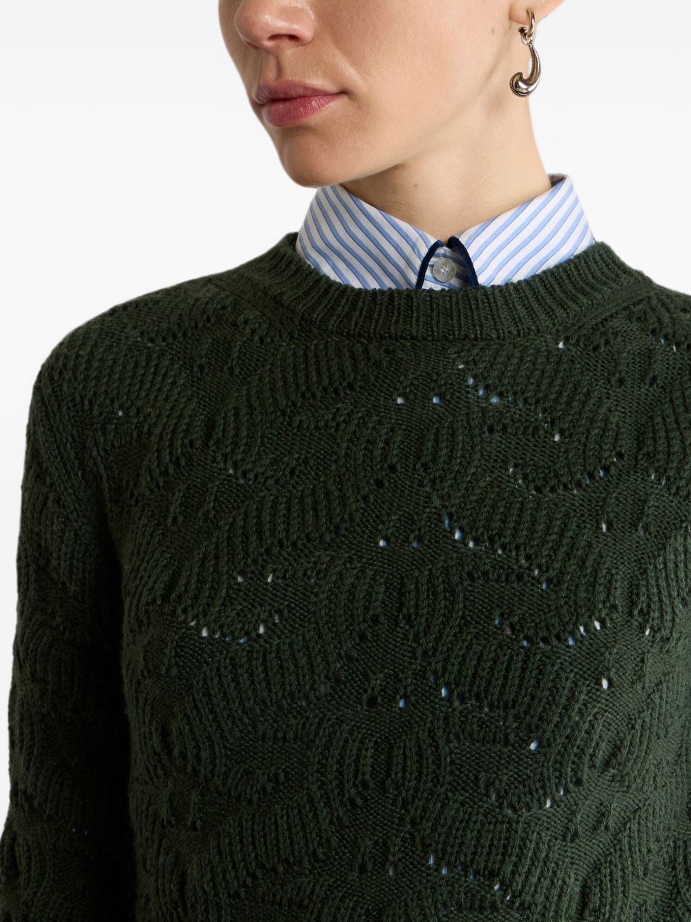 ETRO Maglia verde in misto lana con lavorazione traforata