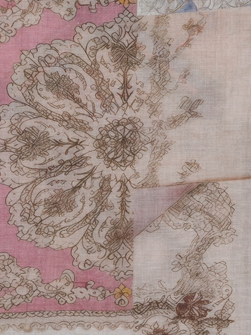 FALIERO SARTI Sciarpa Tecla rosa antico con stampa floreale barocca