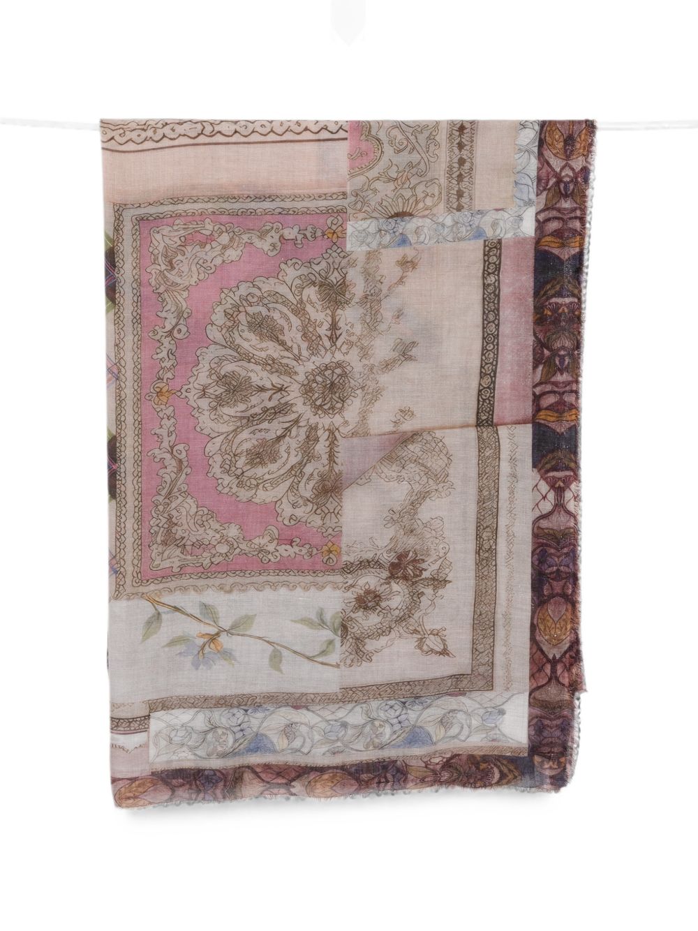 FALIERO SARTI Sciarpa Tecla rosa antico con stampa floreale barocca