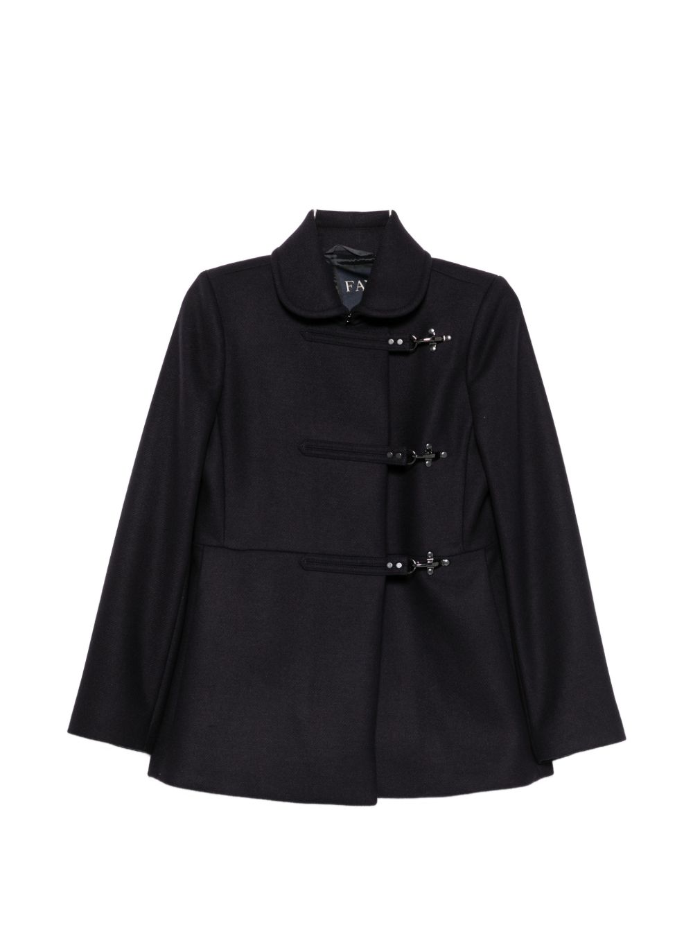 FAY Cappotto corto in lana blu con colletto all'inglese
