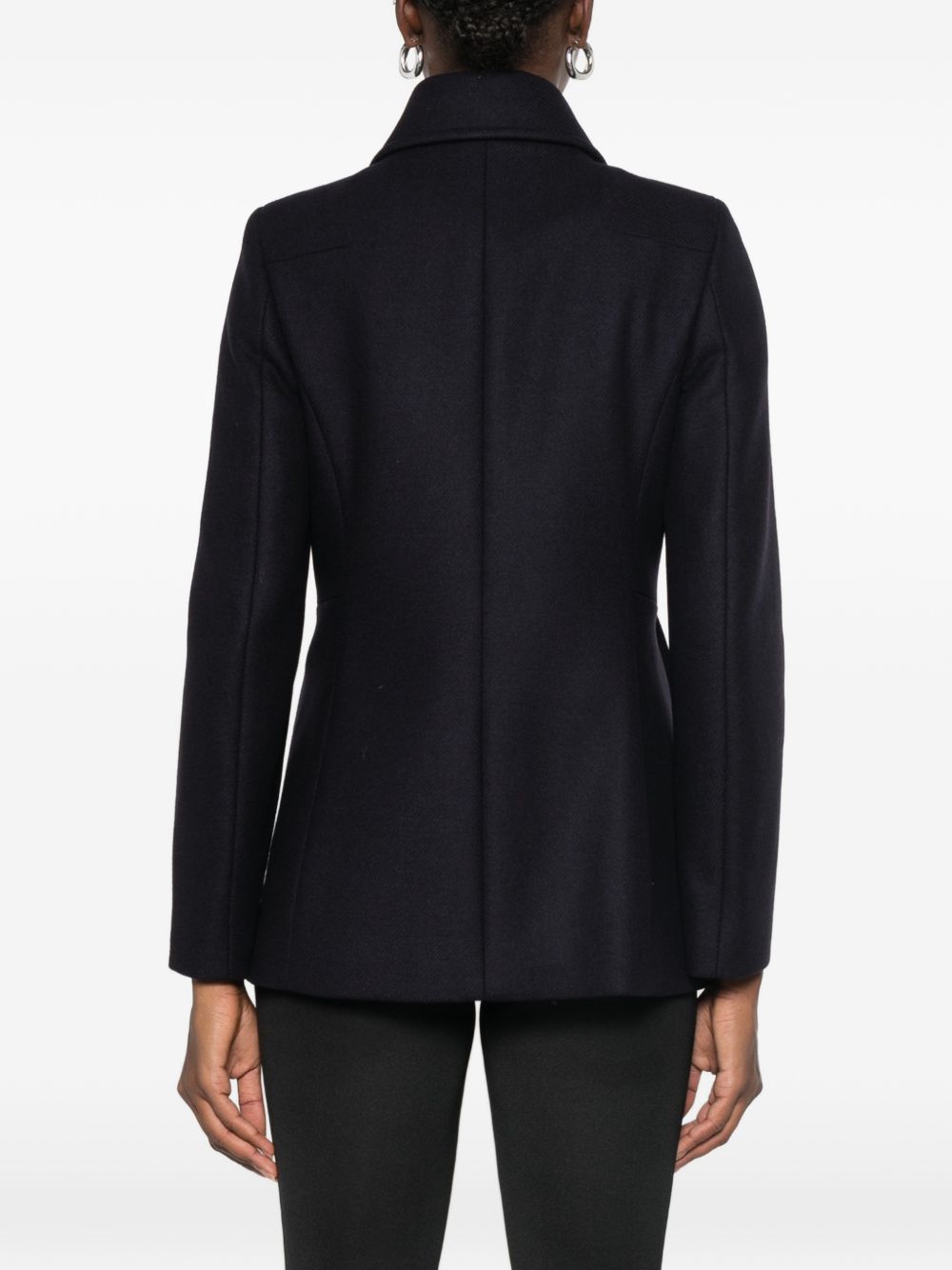 FAY Cappotto corto in lana blu con colletto all'inglese