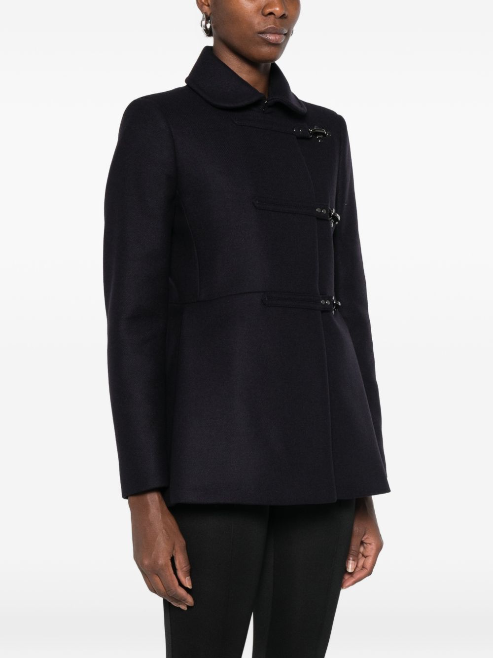 FAY Cappotto corto in lana blu con colletto all'inglese