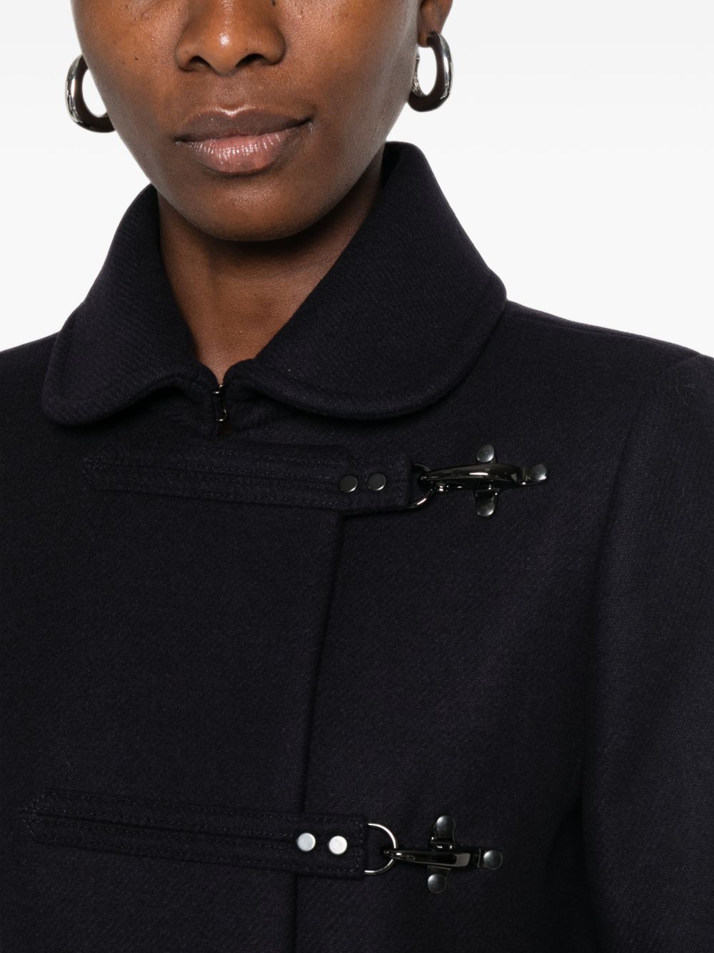FAY Cappotto corto in lana blu con colletto all'inglese