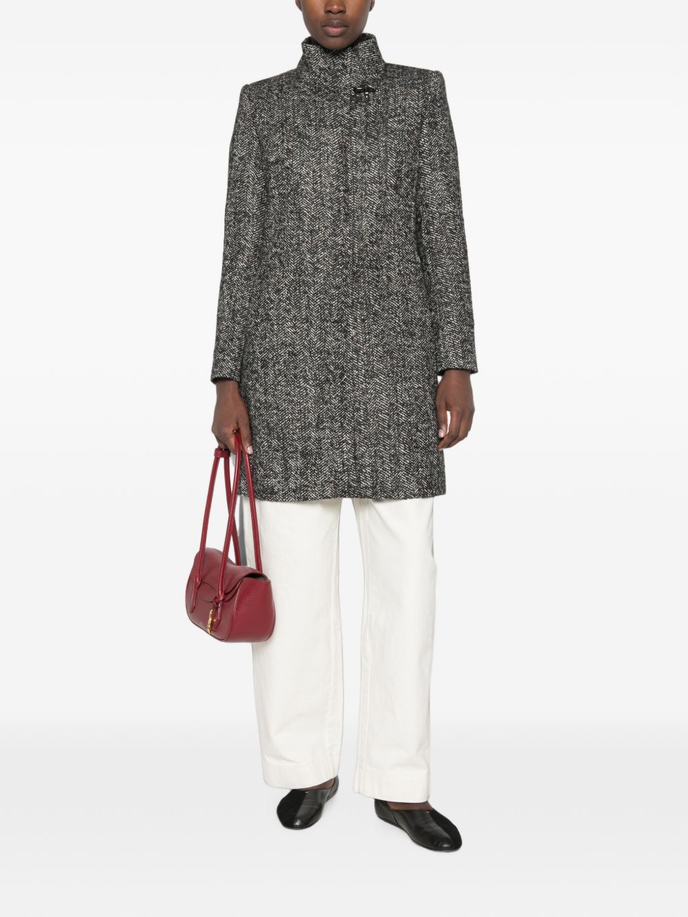 FAY Cappotto lungo grigio spigato con tasche
