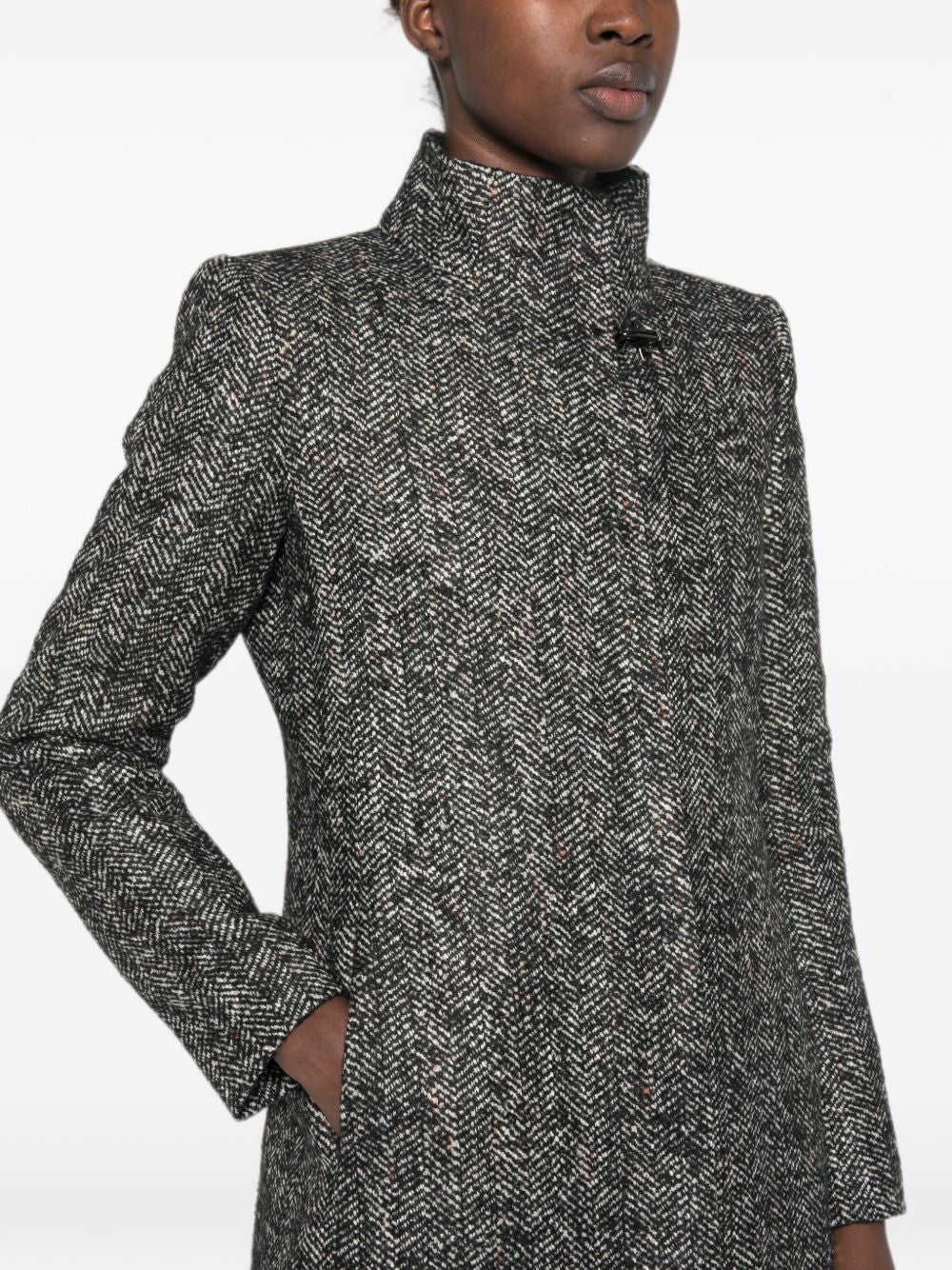 FAY Cappotto lungo grigio spigato con tasche