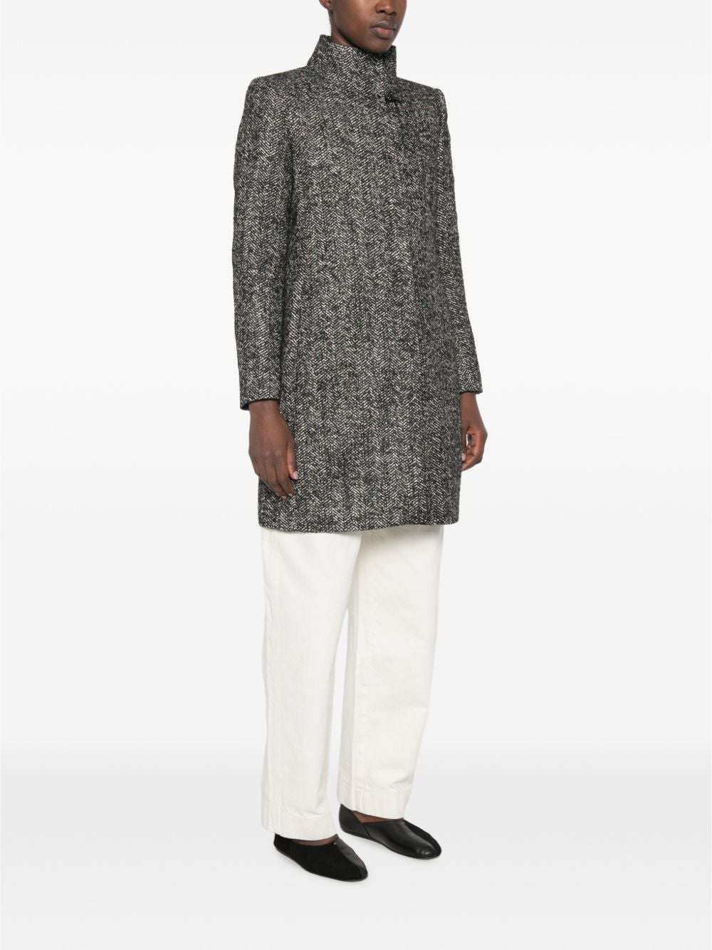 FAY Cappotto lungo grigio spigato con tasche
