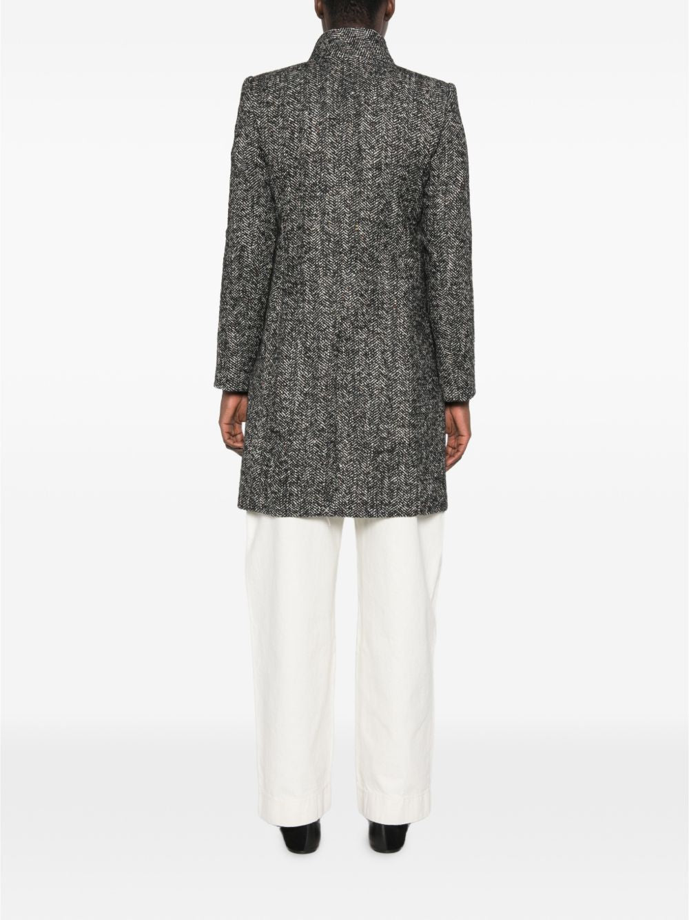 FAY Cappotto lungo grigio spigato con tasche