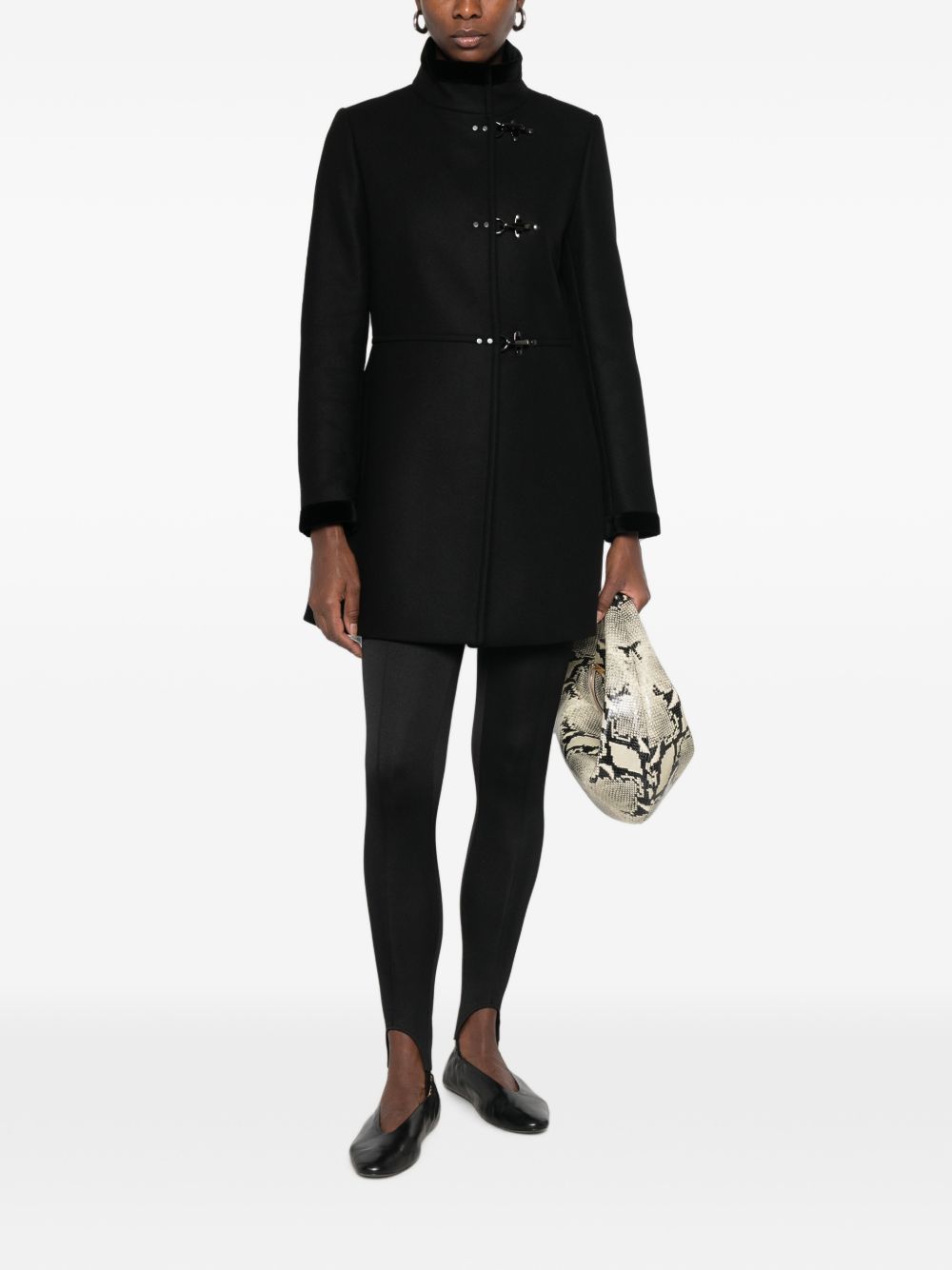 FAY Cappotto lungo in misto lana nero