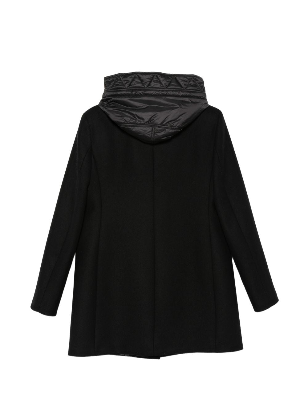 FAY Cappotto in misto lana nero con cappuccio trapuntato