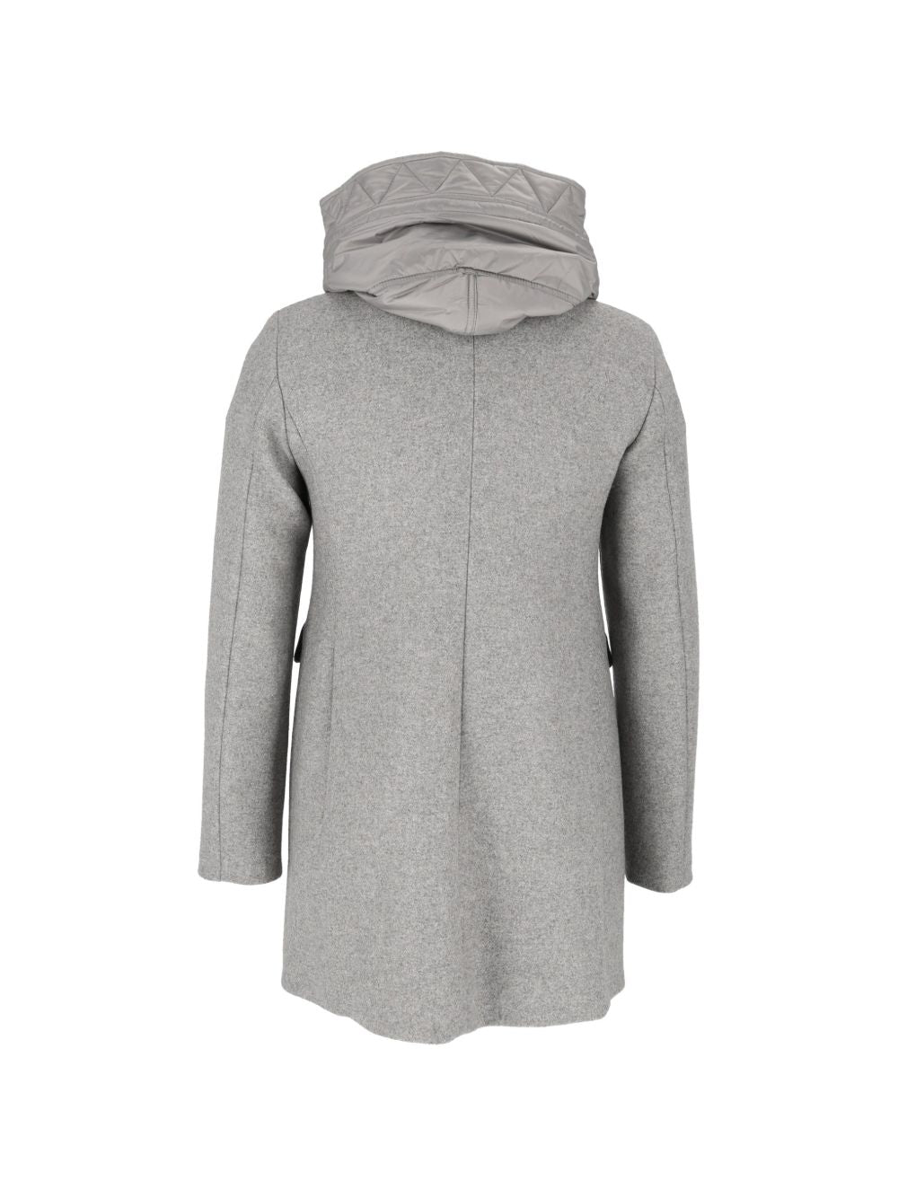 FAY Cappotto grigio chiaro in lana con tasche e cappuccio