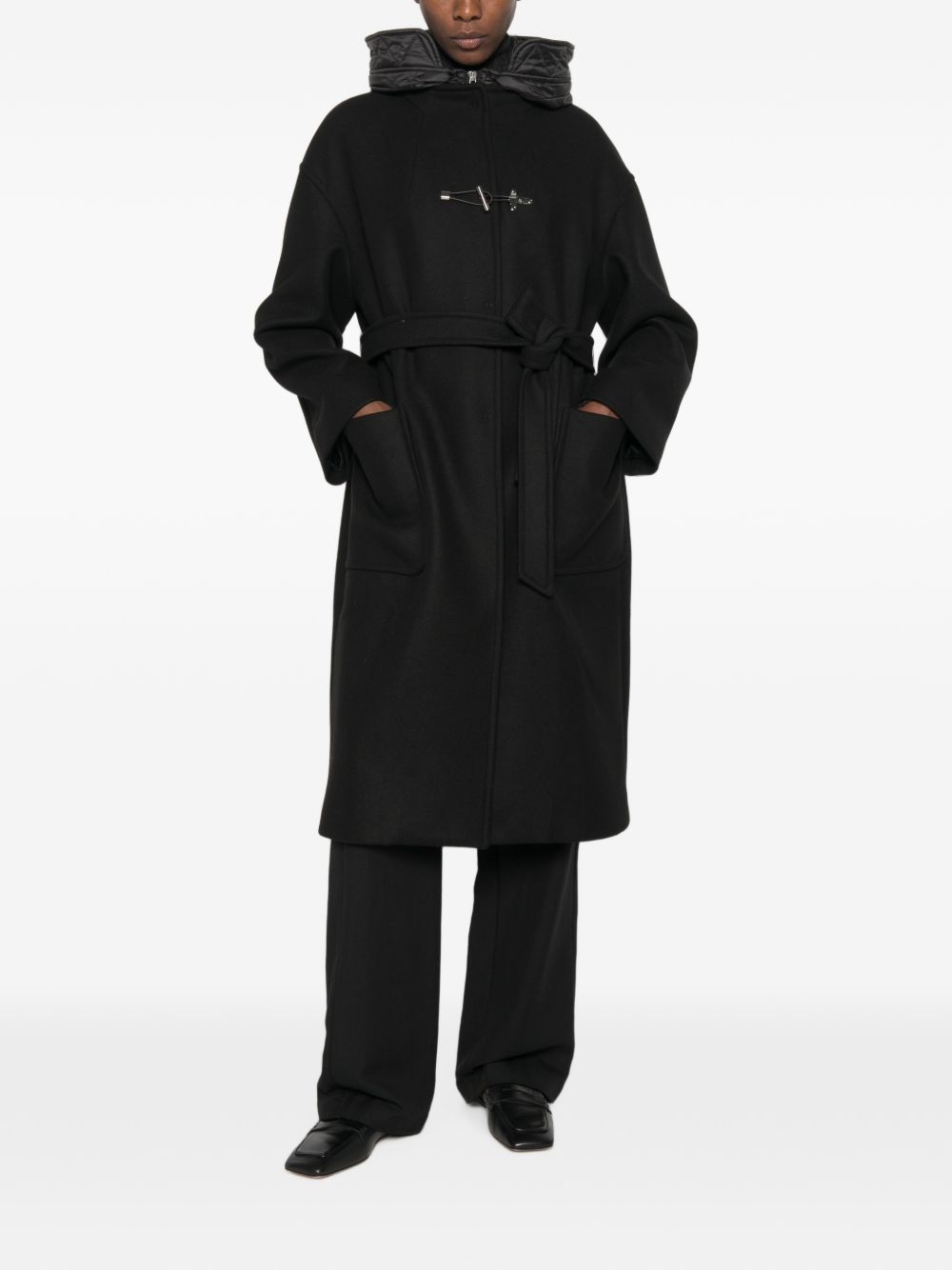 FAY Cappotto nero imbottito con cappuccio