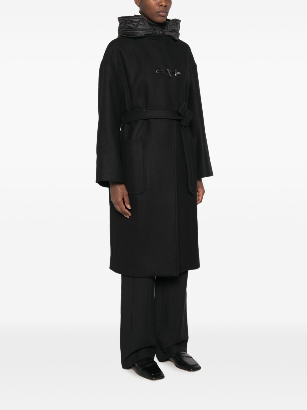 FAY Cappotto nero imbottito con cappuccio
