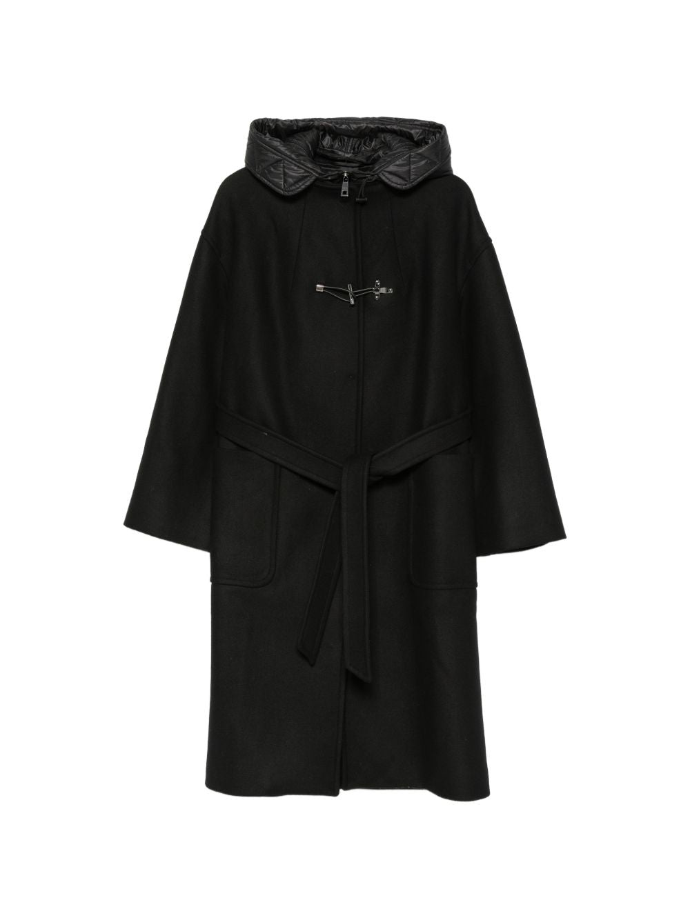 FAY Cappotto nero imbottito con cappuccio