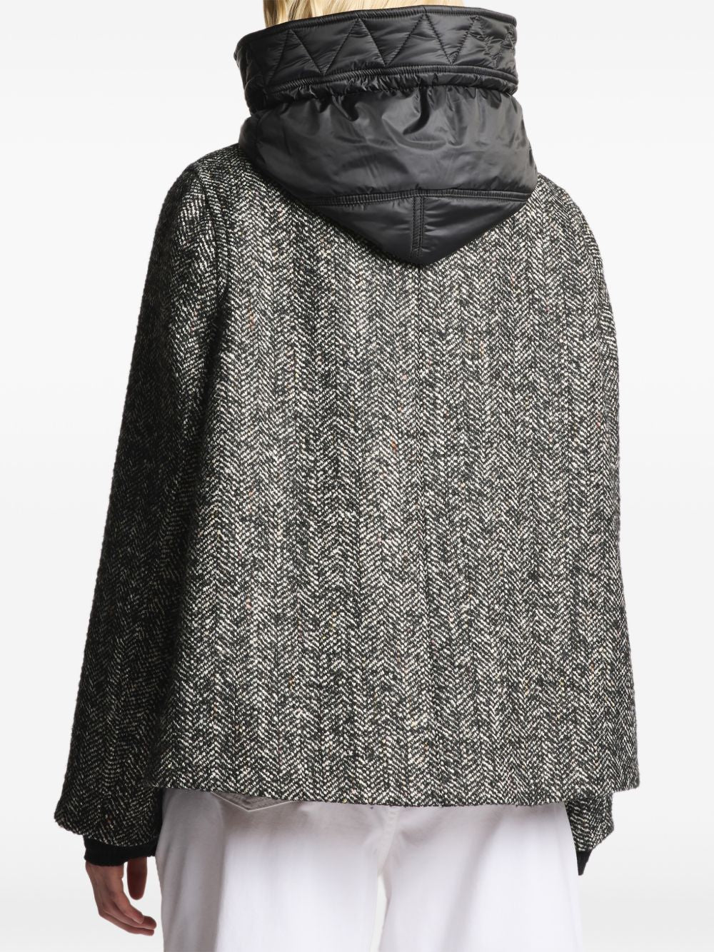 FAY Cappotto corto grigio in misto lana con cappuccio trapuntato