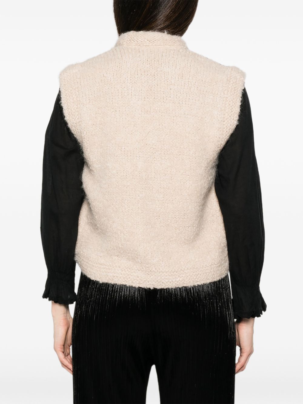 FORTE FORTE Gilet in maglia My Jacket beige e spigato marrone