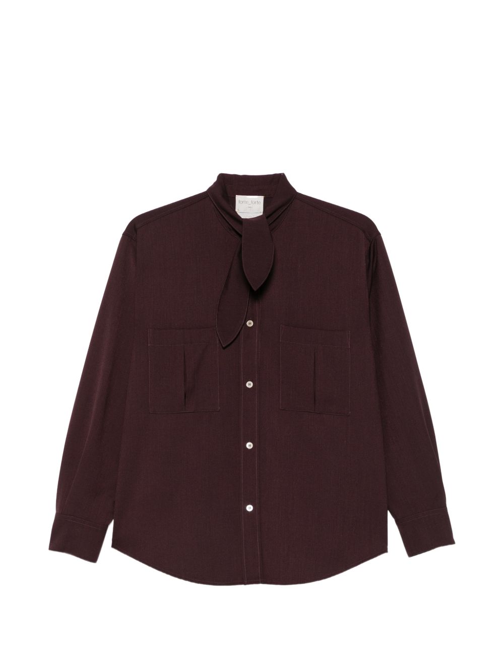 FORTE FORTE Camicia classica marrone con fiocco al collo