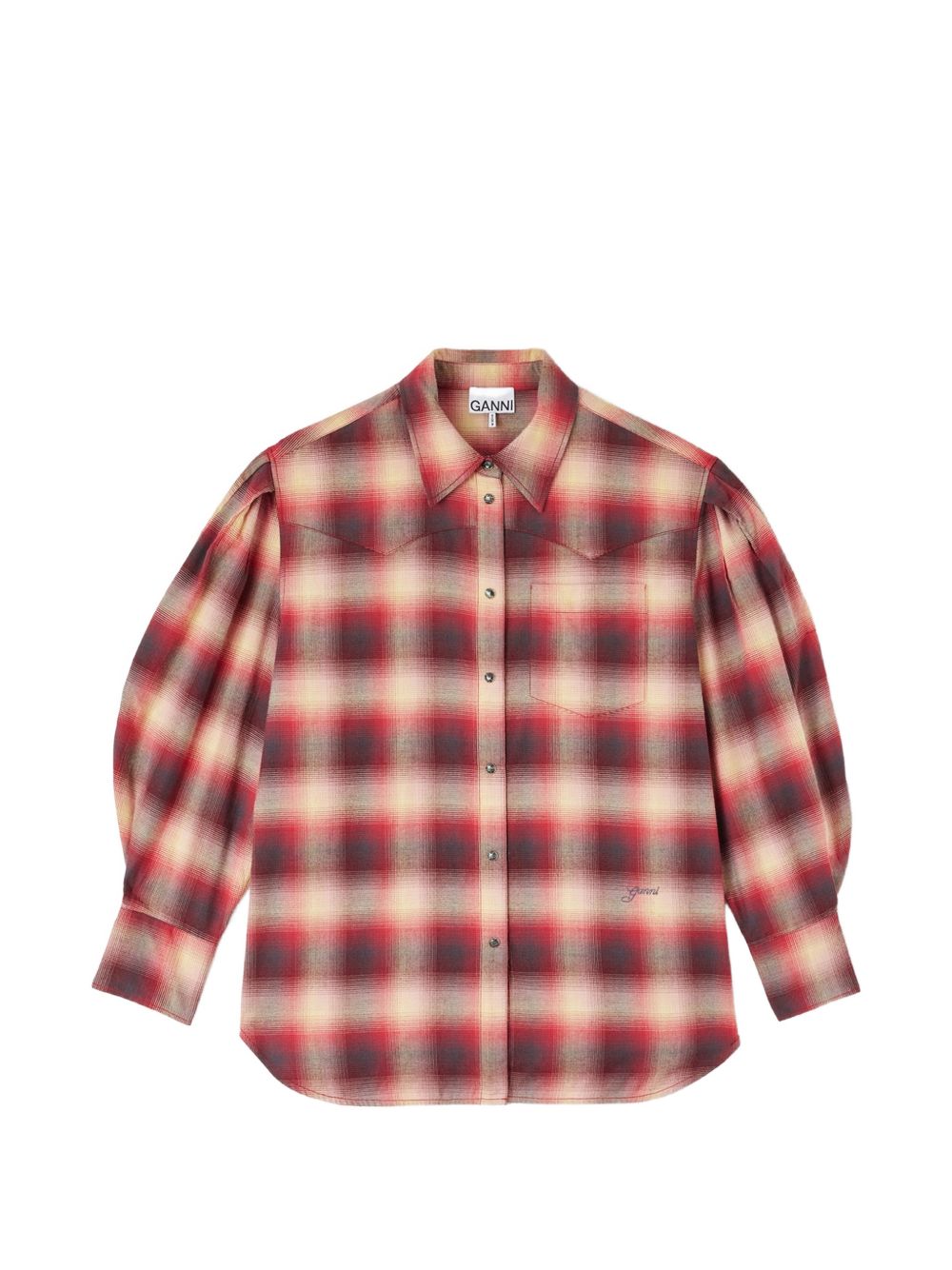 GANNI Camicia in flanella a quadri bordeaux