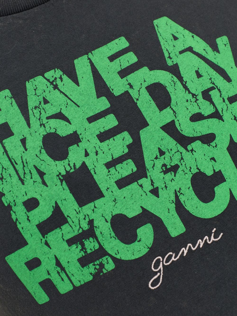 GANNI T-shirt in cotone nero con stampa grafica