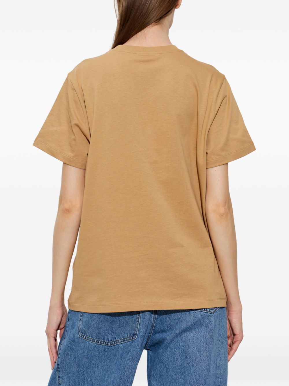 GANNI T-shirt arancione in cotone con stampa grafica