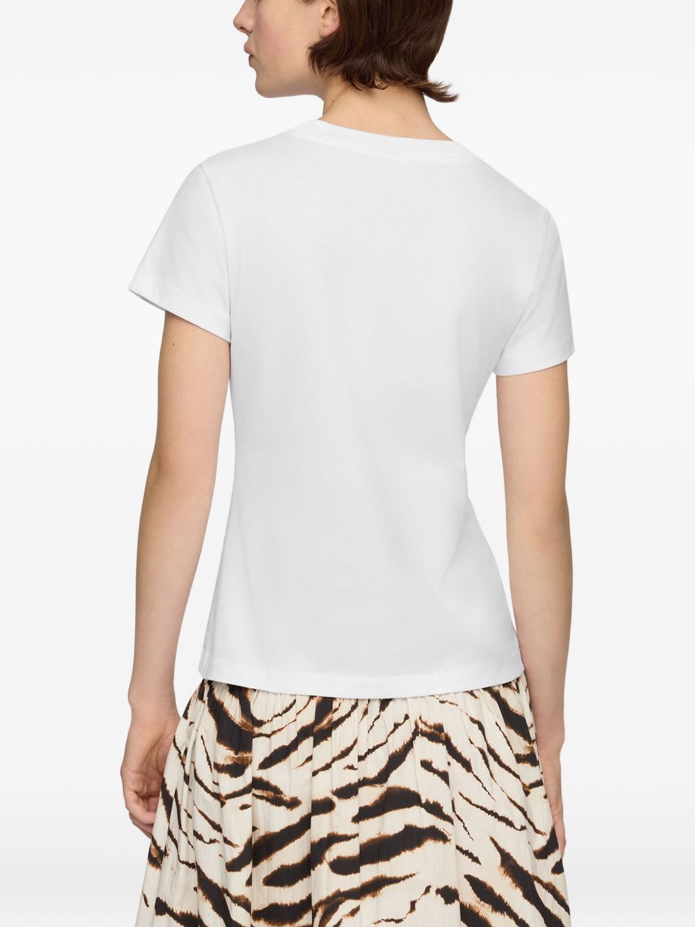 GANNI T-shirt bianca con stampa e logo girocollo