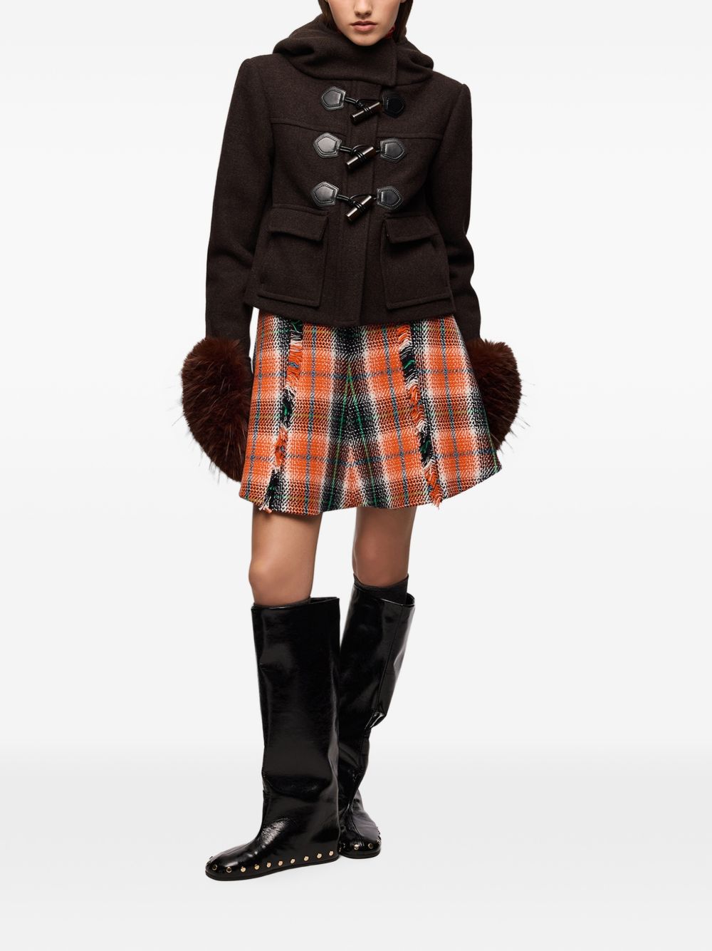 GANNI Duffle Coat Mini Marrone in Lana