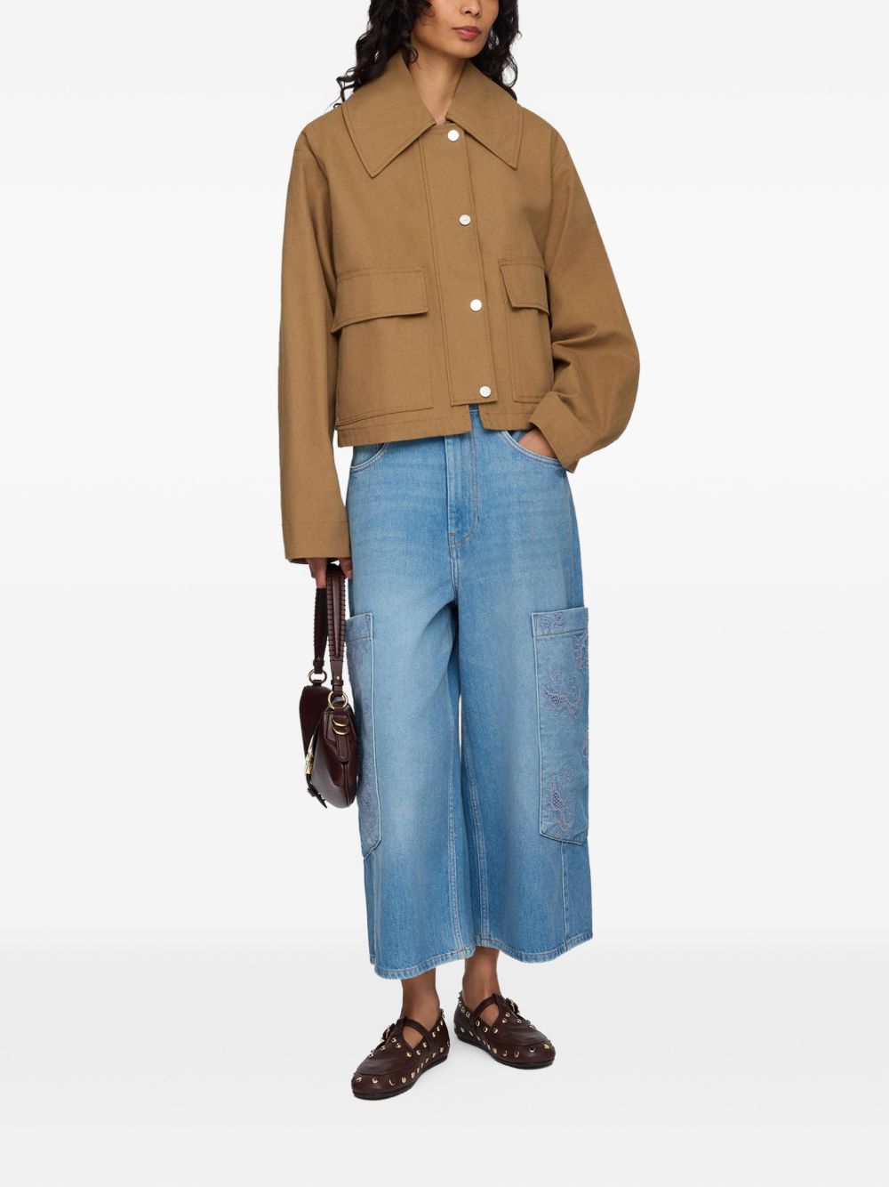 GANNI Giacca in canvas marrone