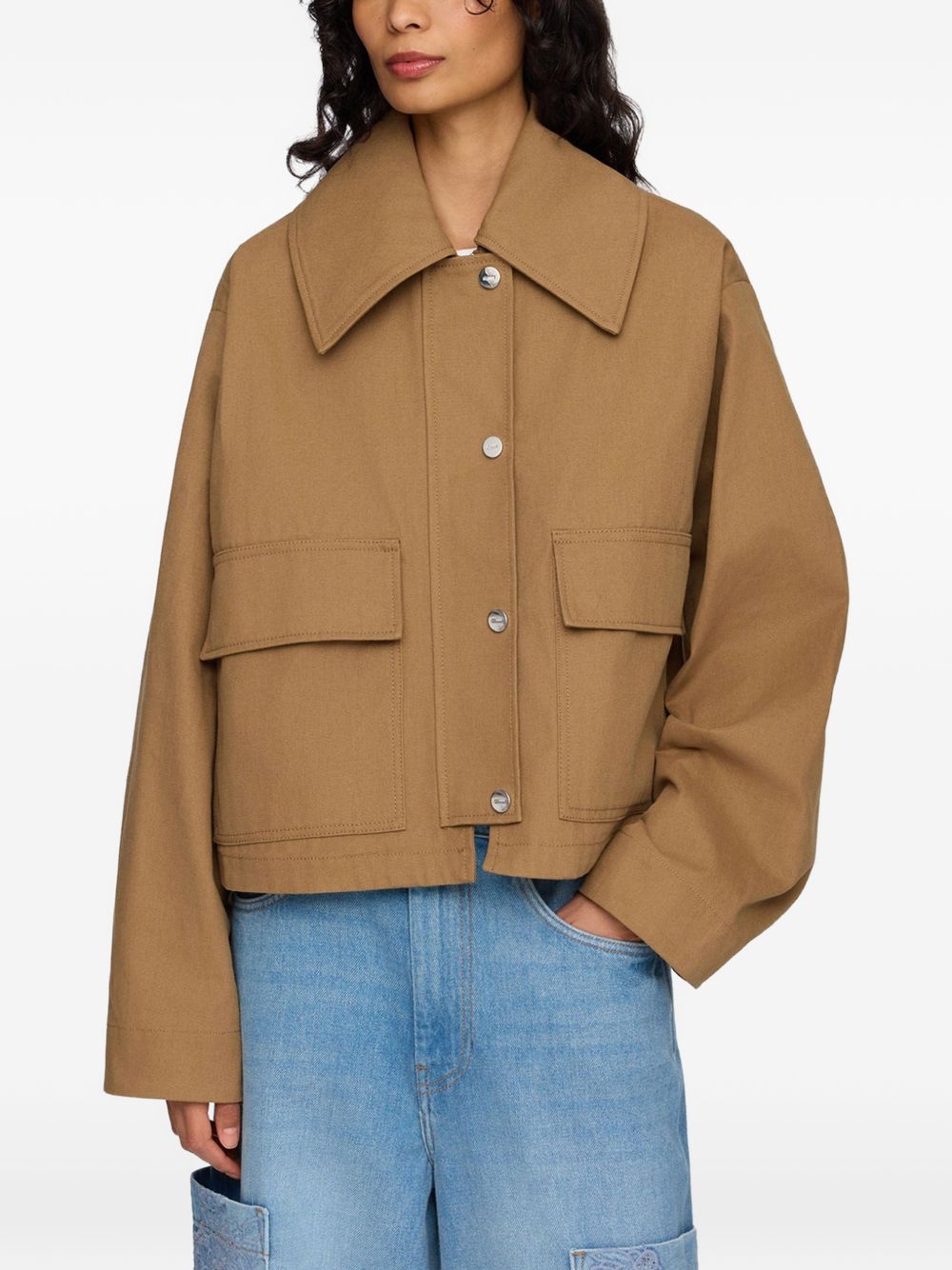 GANNI Giacca in canvas marrone