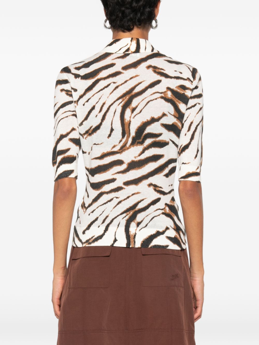 GANNI Polo con stampa zebra e logo in cotone biologico