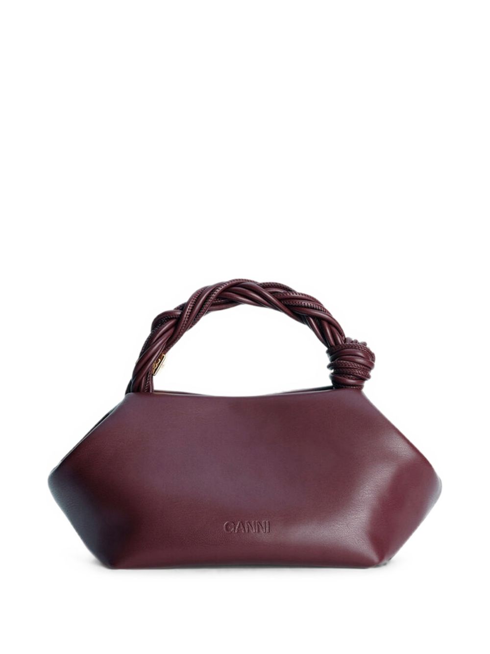 GANNI Borsa a mano Bou Bag Small in pelle burgundy