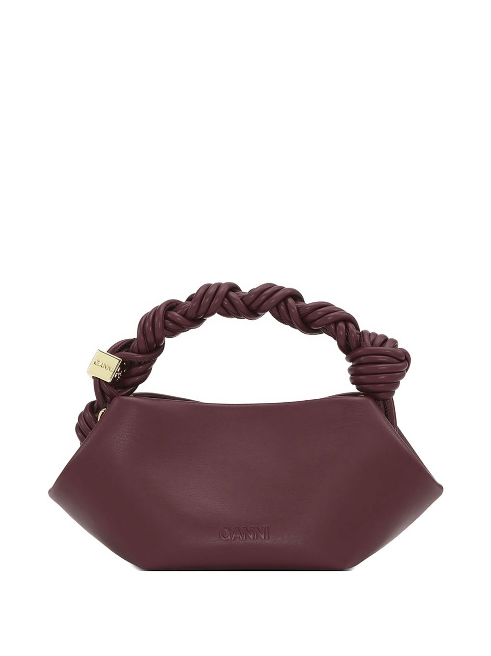 GANNI Mini Bou Bag in pelle burgundy con logo Butterfly
