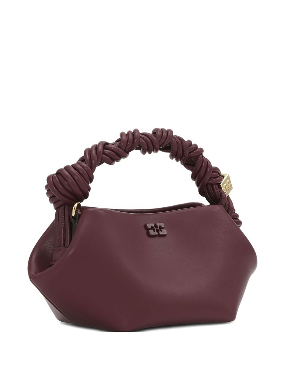GANNI Mini Bou Bag in pelle burgundy con logo Butterfly