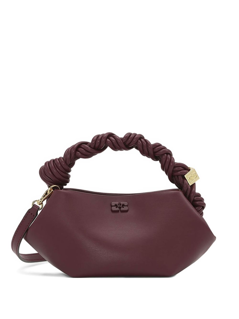 GANNI Mini Bou Bag in pelle burgundy con logo Butterfly
