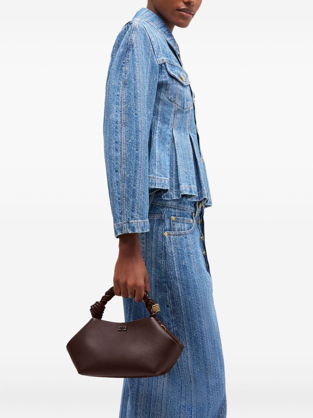 GANNI Borsa Bou Small in pelle grana con manico scultoreo