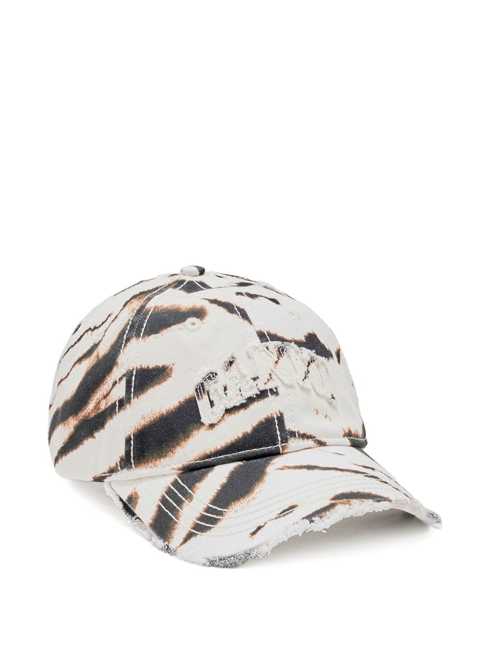 GANNI Cappello baseball in cotone con motivo animalier e logo ricamato