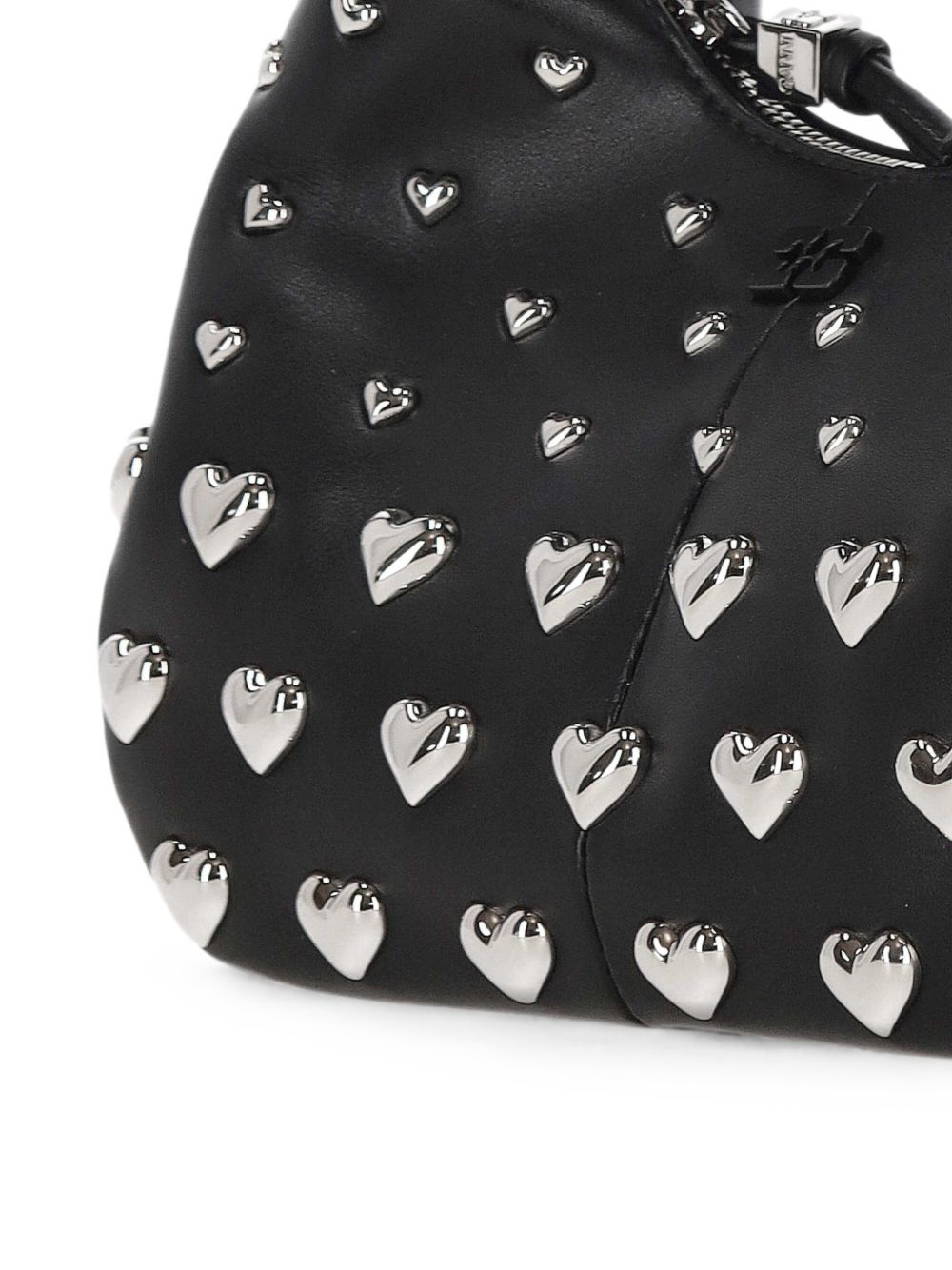 GANNI Borsa Mini Hobo nera con borchie a cuore
