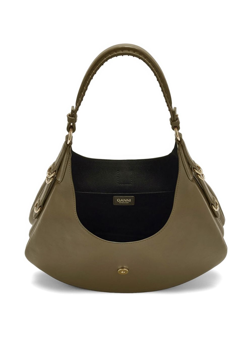 GANNI Borsa a spalla in pelle riciclata con logo