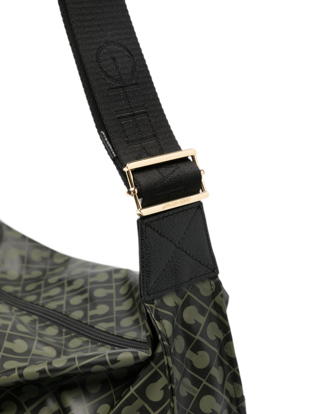 GHERARDINI Borsa Forest a spalla verde con logo all-over