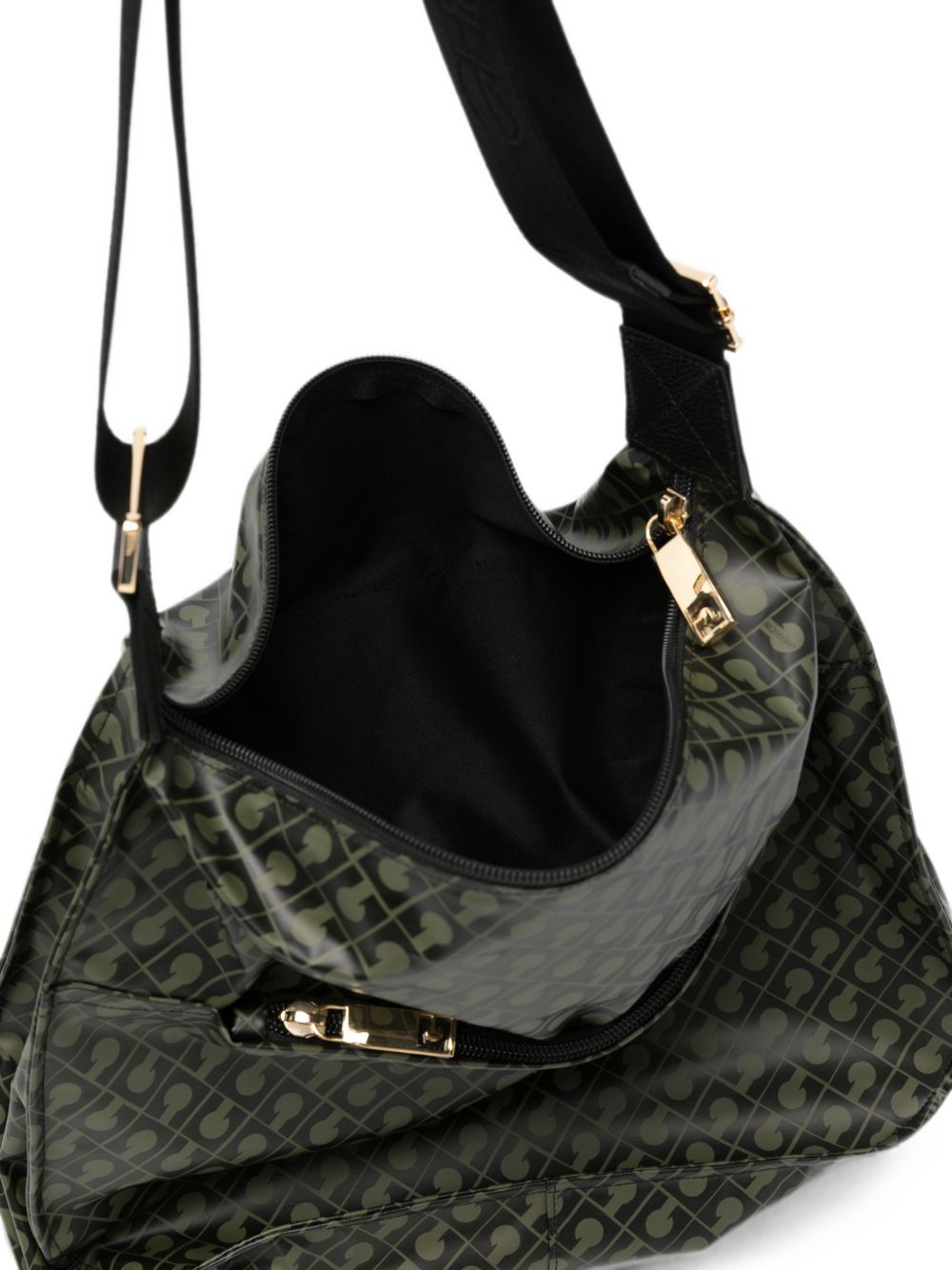 GHERARDINI Borsa Forest a spalla verde con logo all-over