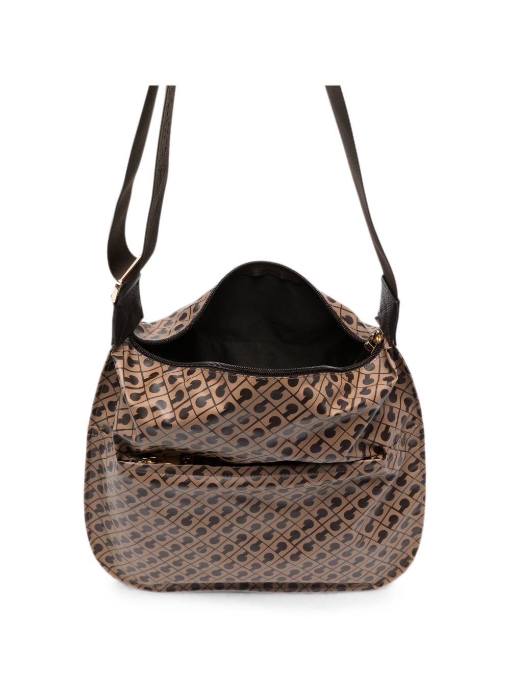 GHERARDINI Borsa Toffee a spalla beige con logo all-over