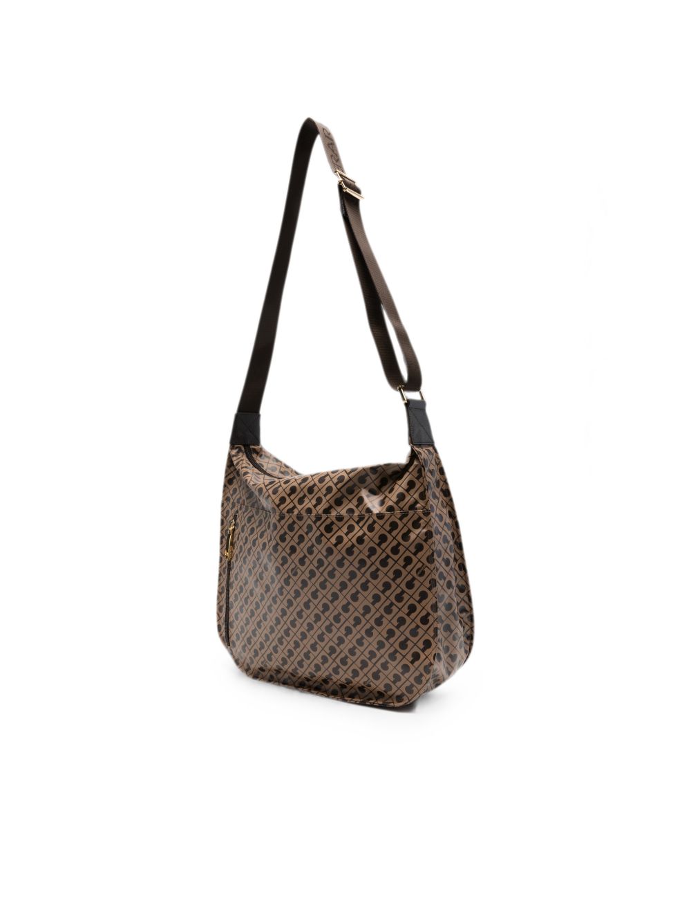 GHERARDINI Borsa Toffee a spalla beige con logo all-over