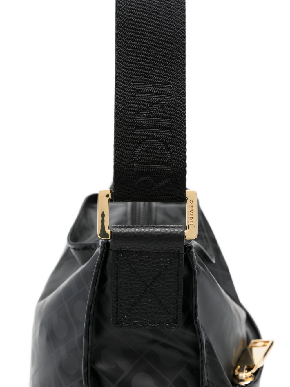 GHERARDINI Borsa Small Excalibur nera con logo all-over