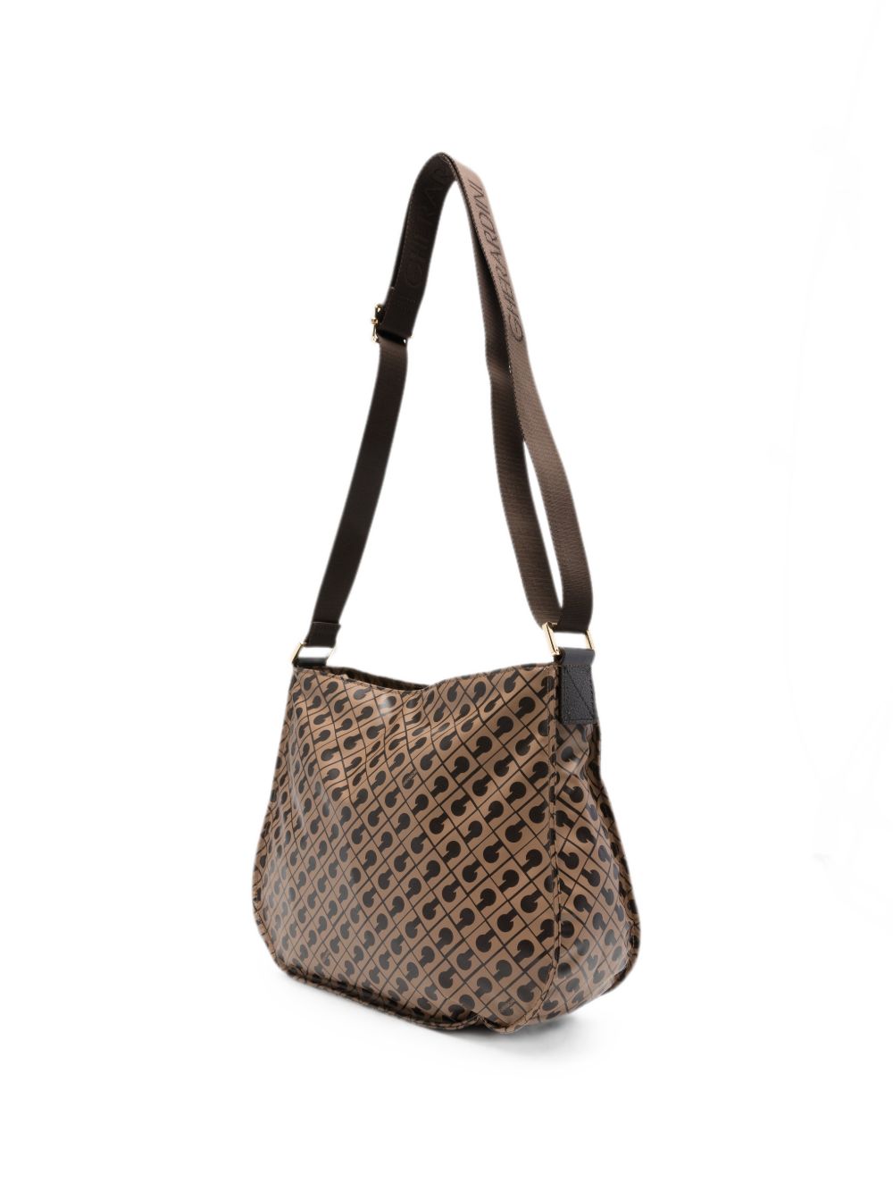 GHERARDINI Borsa a spalla Small Excalibur beige con logo all-over