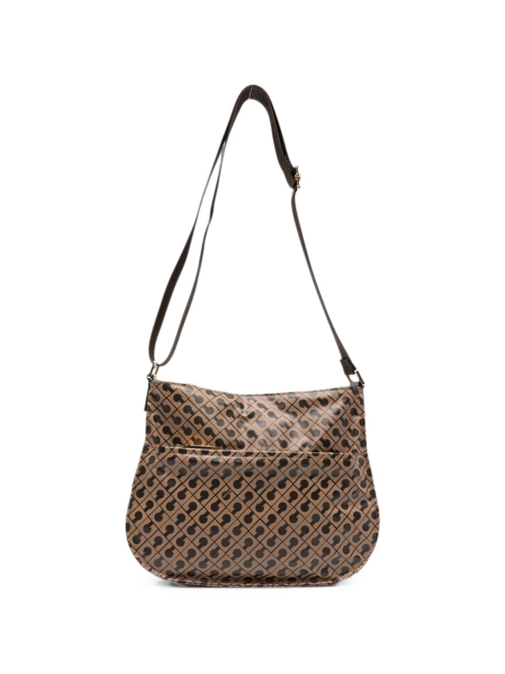 GHERARDINI Borsa a spalla Small Excalibur beige con logo all-over